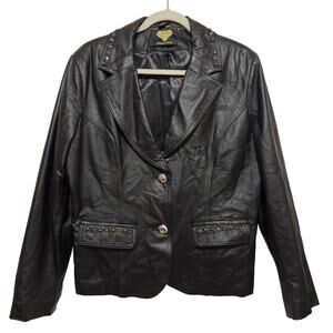 Sarah Kern Black Leather Blazer Studded Dark Academia Grunge Punk Edgy L/XL